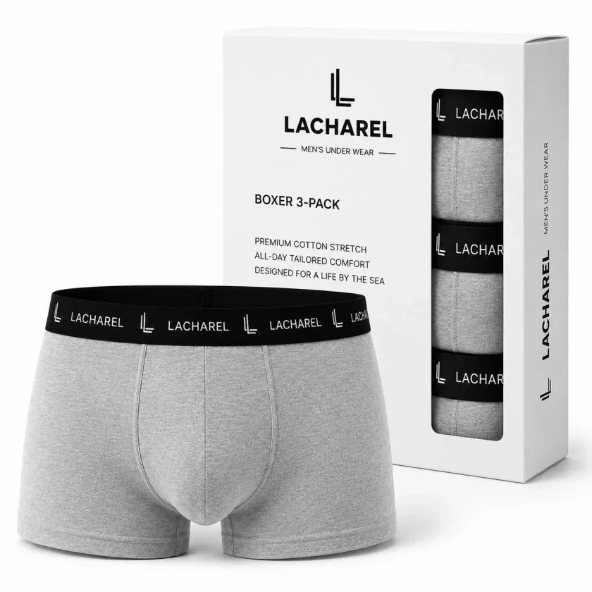 Erkek Likralı Pamuklu Nefes Alan Penye Boxer 3lü Paket - Gri
