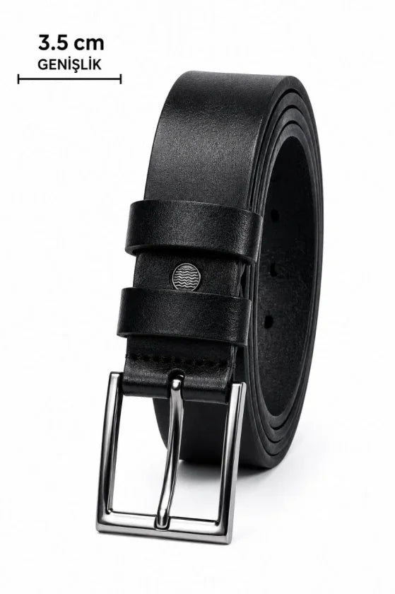 Erkek Hakiki Deri 3.5 Cm Klasik Kemer Metal Tokalı Günlük Ve Klasik Kullanım
