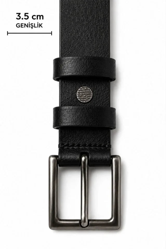 Erkek Hakiki Deri 3.5 Cm Klasik Kemer Metal Tokalı Günlük Ve Klasik Kullanım
