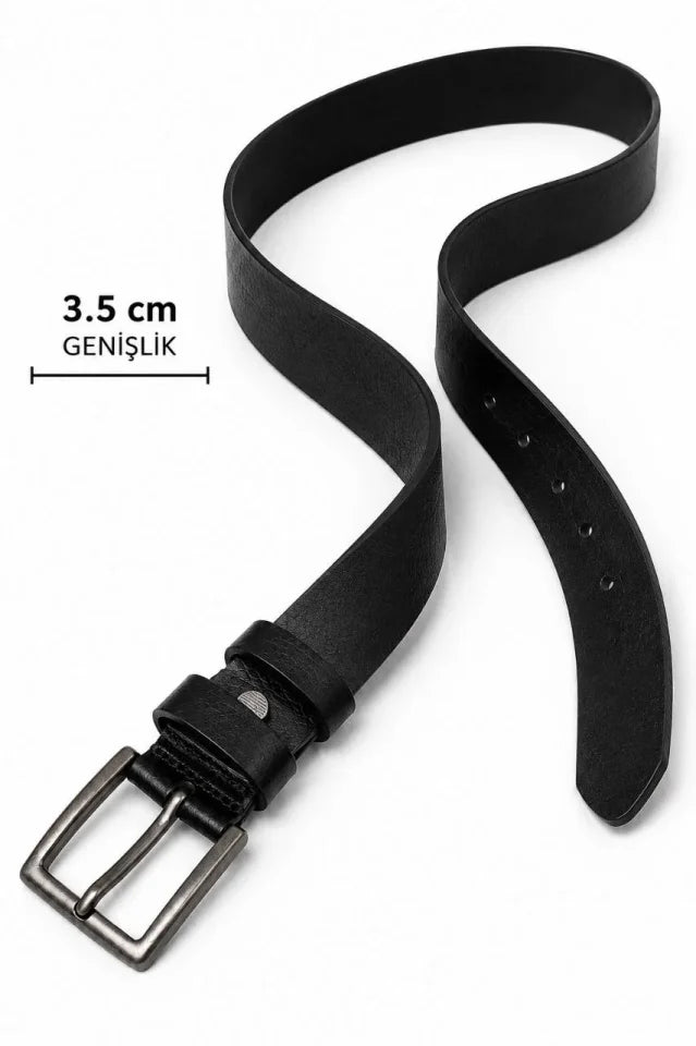 Erkek Hakiki Deri 3.5 Cm Klasik Kemer Metal Tokalı Günlük Ve Klasik Kullanım