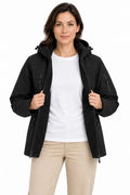 Su Geçirmez Softshell İçi Polar Astarlı Çıkarılabilir Kapüşonlu 4 Cepli Mont Ceket - Siyah