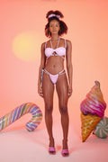 Custom Made Shiny Fabric Premium Mia Bikini Top Pink