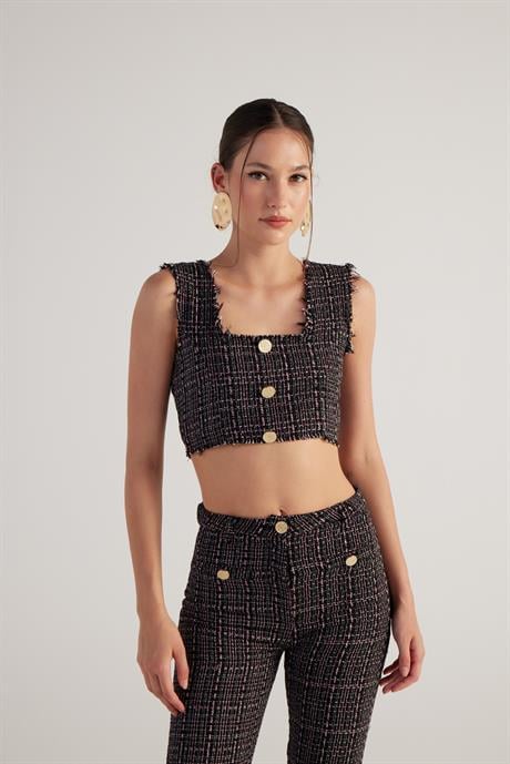 Tweed Büstiyer Siyah Siyah L