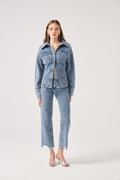 Special Fabric Effect Laura Jean Pants Blue