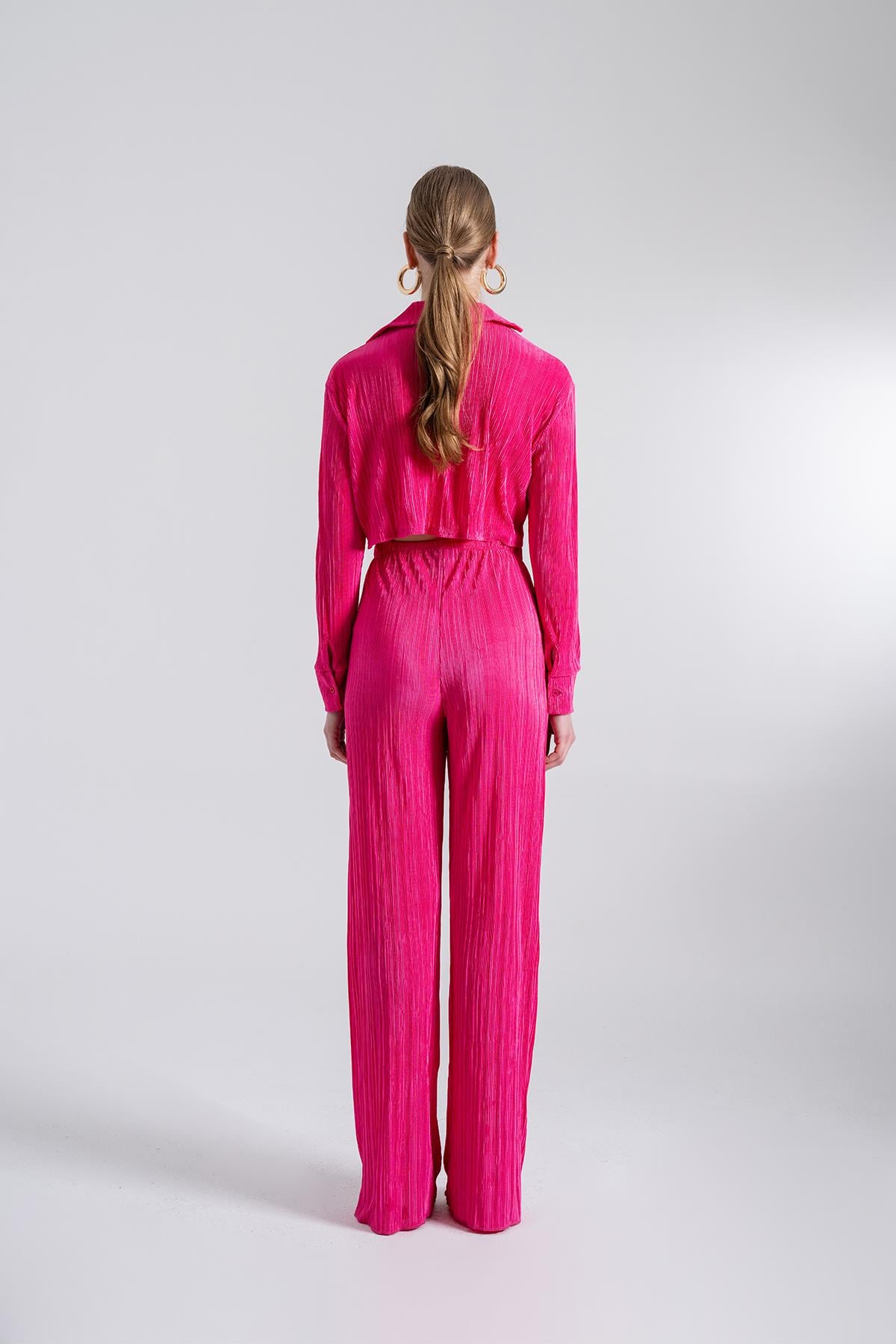 Beli Lastikli Esnek Comfy Pantolon Pembe