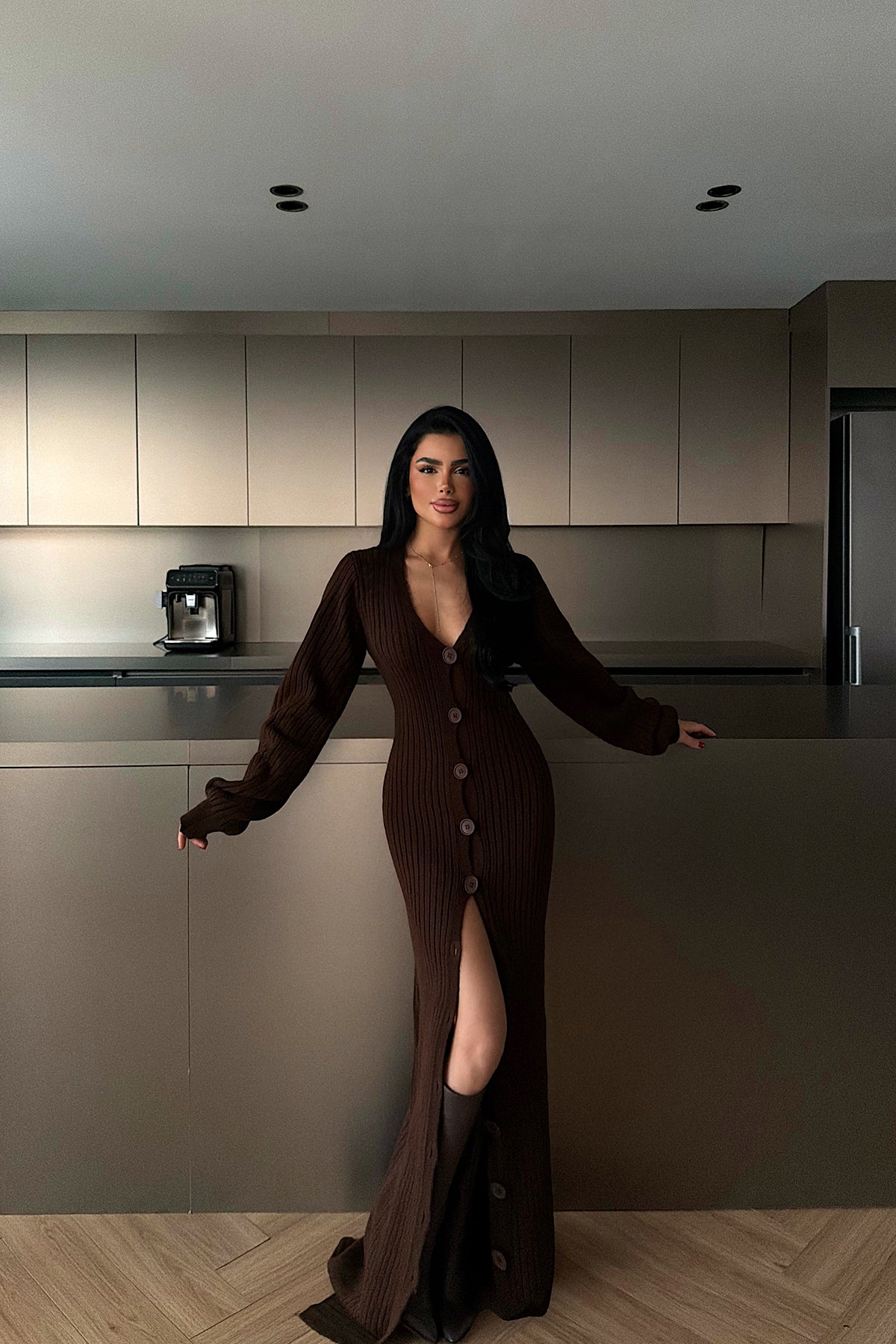 Acı Kahve Ophelie Triko Elbise ATE-4457