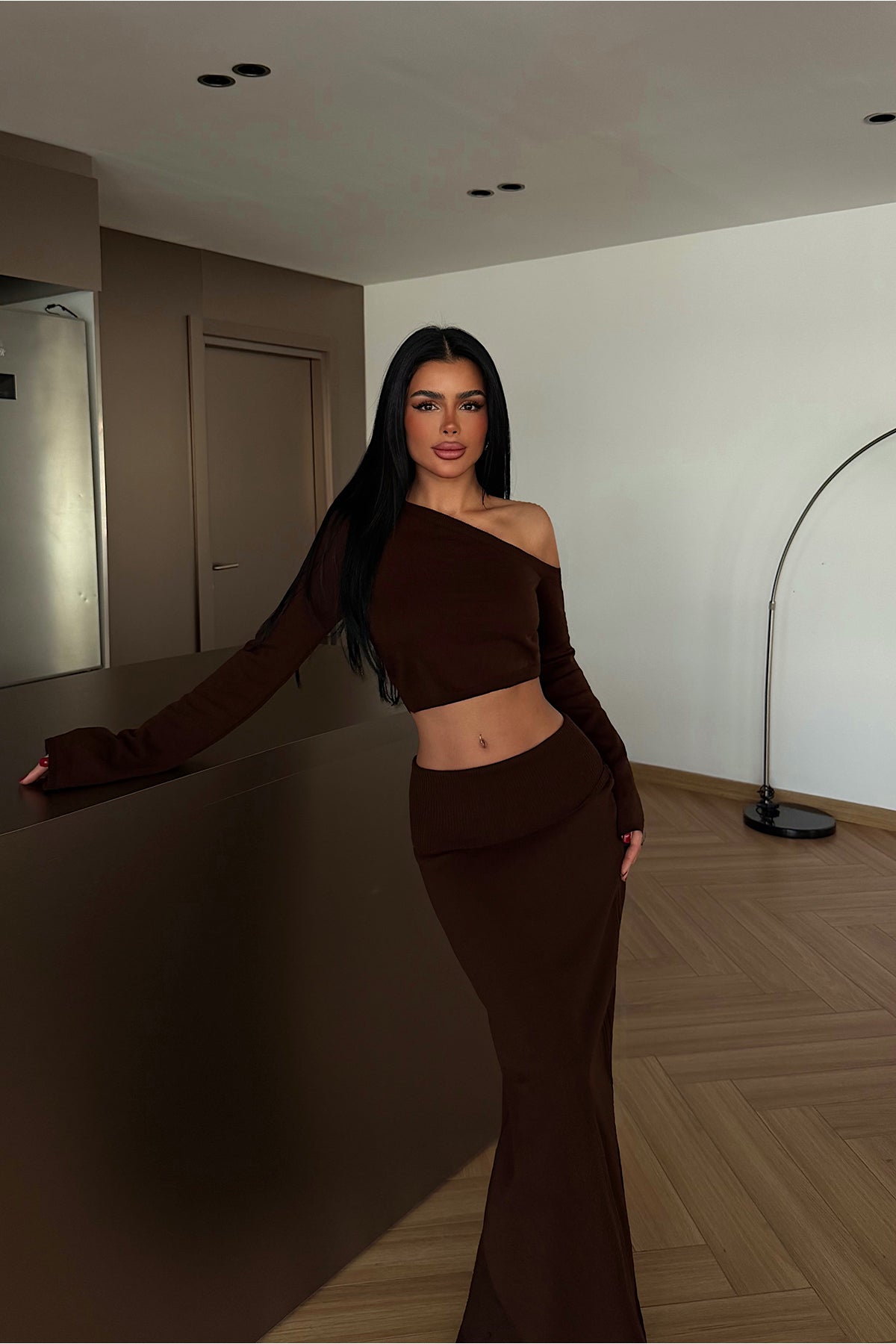 Acı Kahverengi Cashless Triko Takım ATE-4065