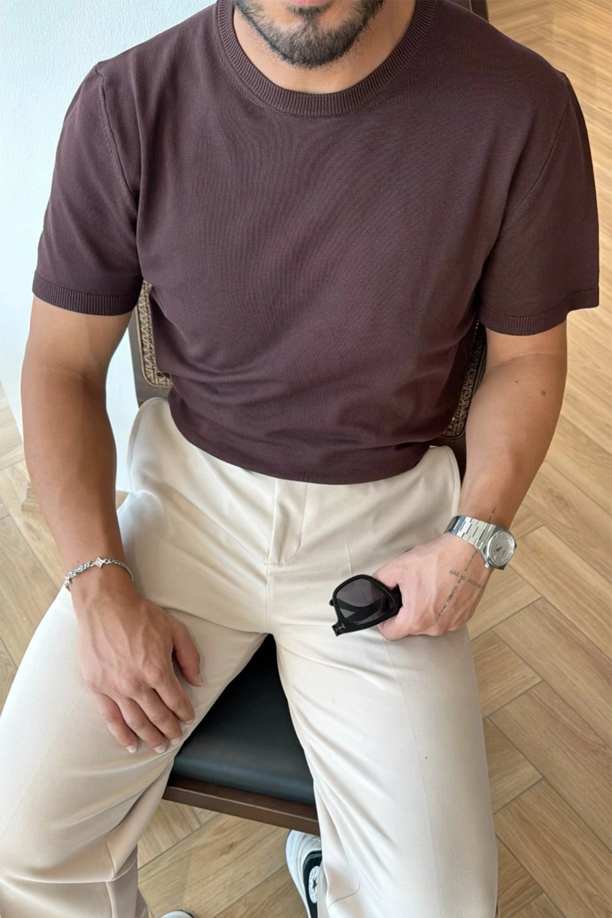 Acı Kahve Triko Basic Tişört ATE-3067