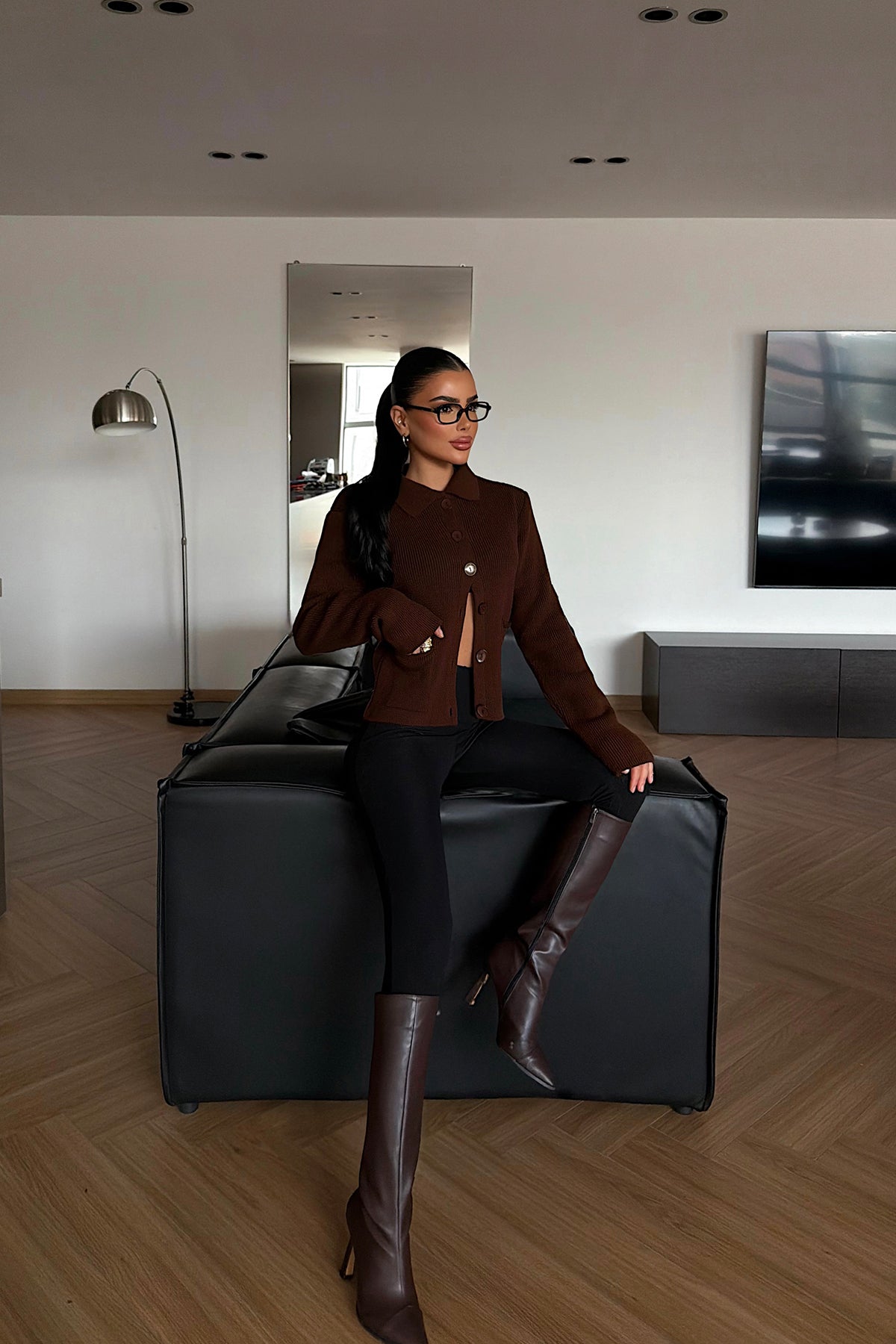 Acı Kahve Leche Düğmeli Triko Hırka ATE-4494