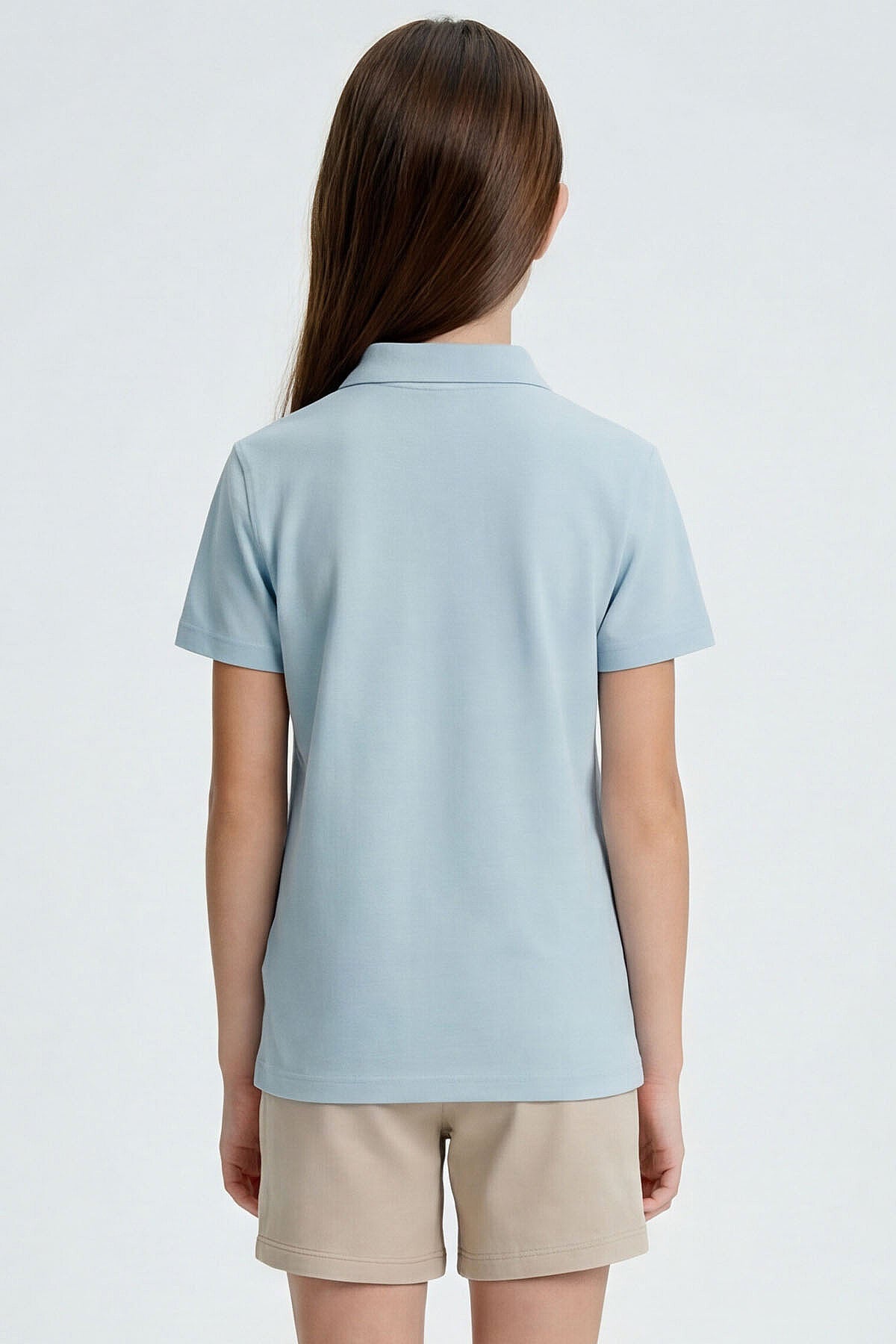 Açık Mavi Polo Yaka Standart Fit Basic Unisex Çocuk T-Shirt - 11330