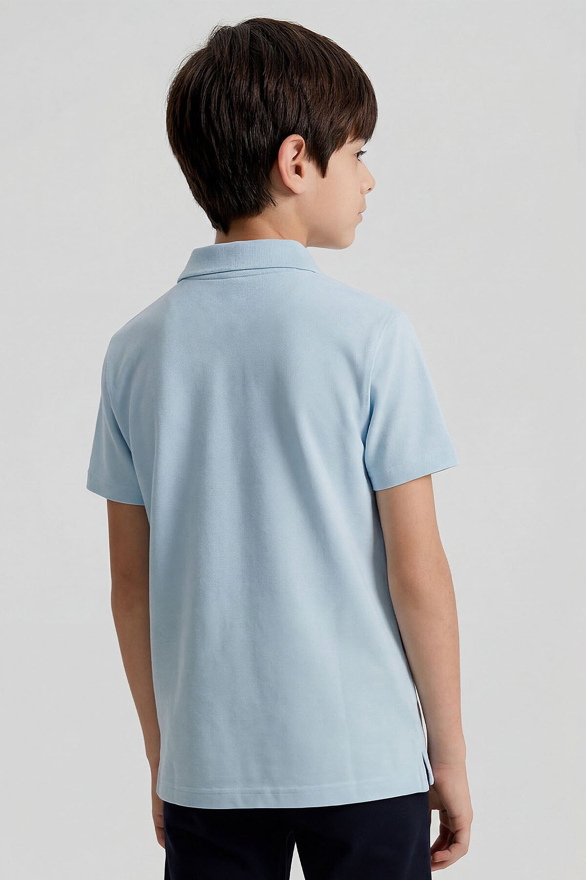 Açık Mavi Polo Yaka Standart Fit Basic Unisex Çocuk T-Shirt - 11330