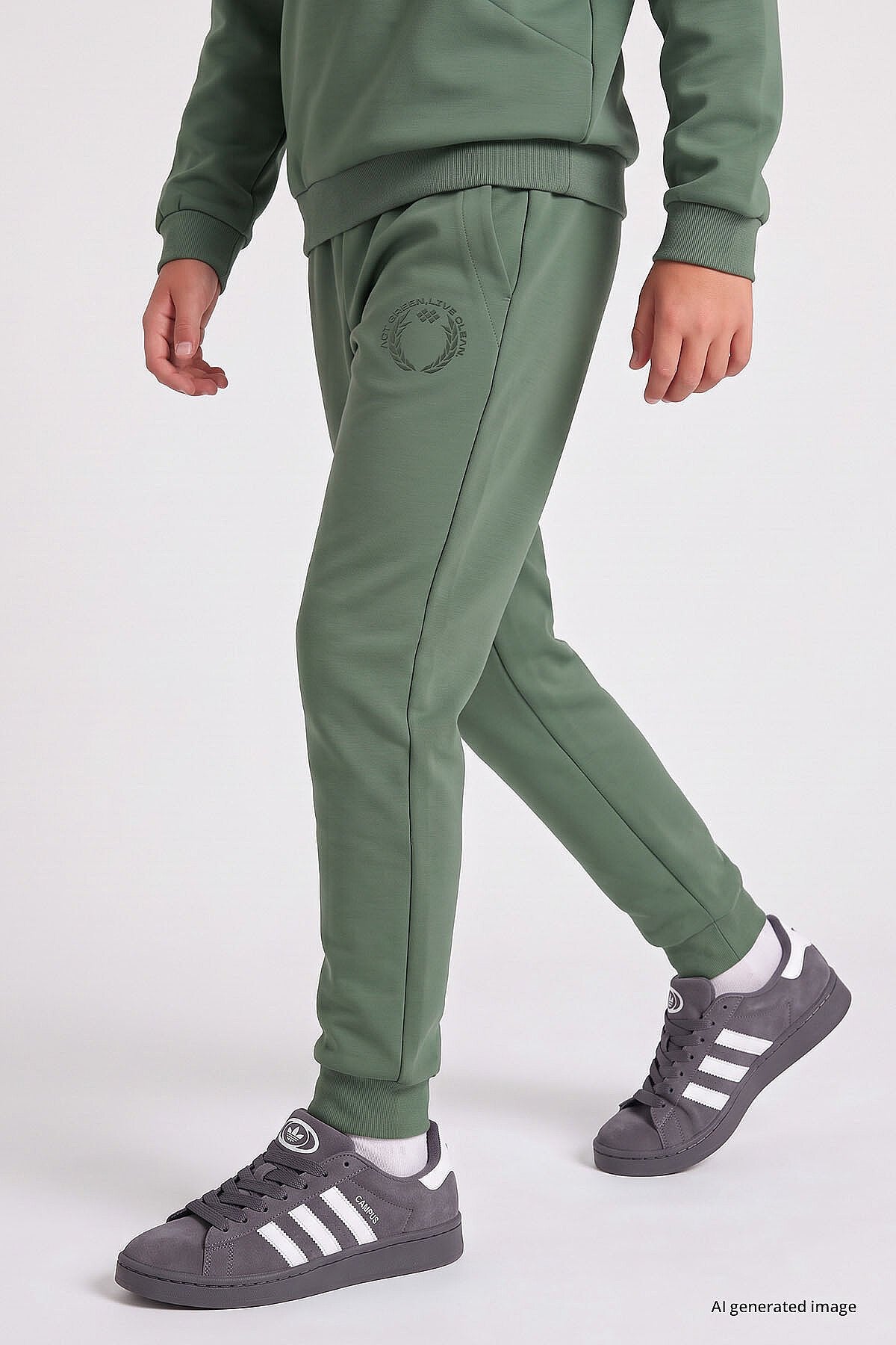 Açık Yeşil Standart Fit Baskılı Erkek Çocuk Eşofman Takım - 11320