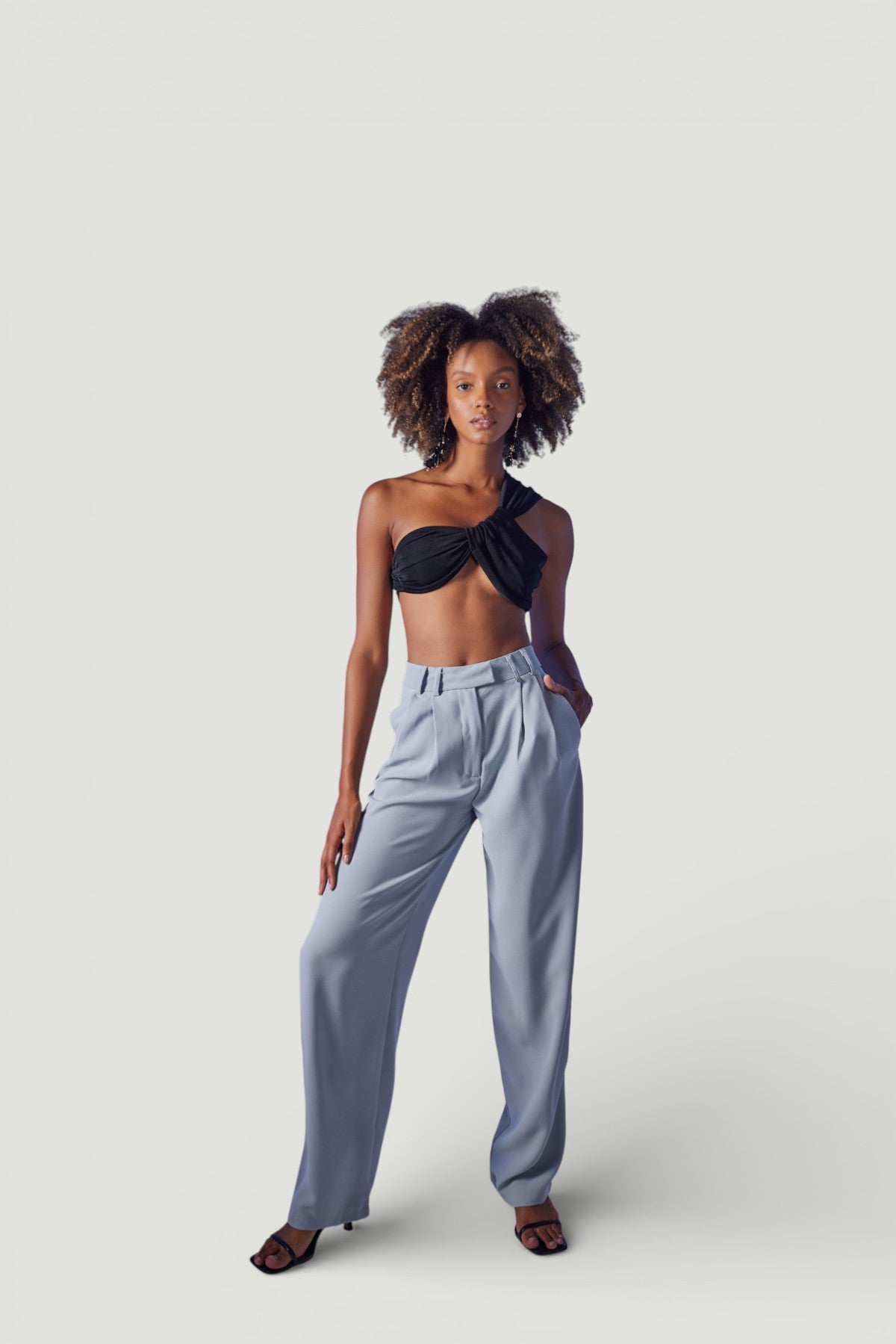 Palazzo Kesim Yüksek Bel Palasia Pantolon Gri