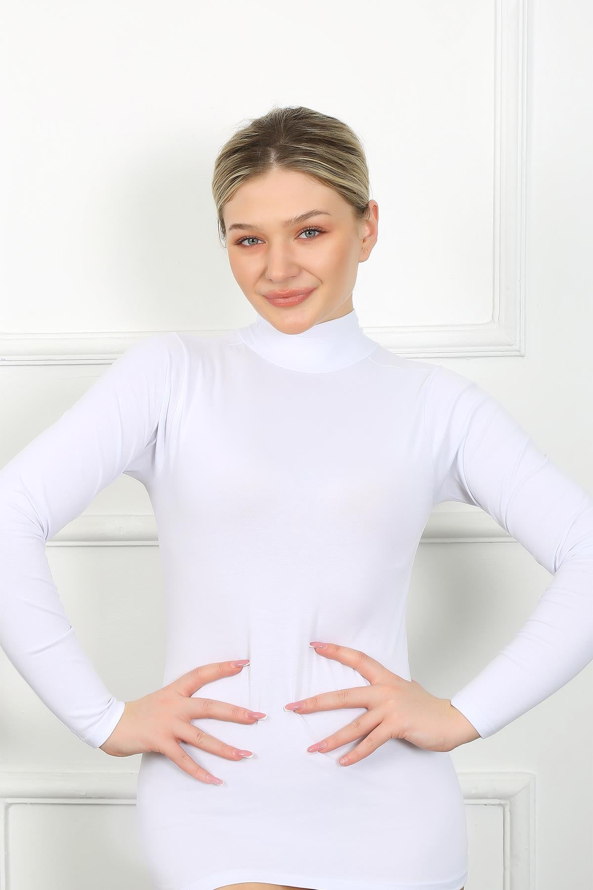 Akbeniz Bayan Uzun Kol Boğazlı Body 247