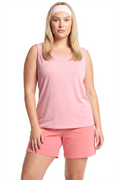 Akbeniz Plus Size Solid Pajama Set with Shorts and Tank Top for Women with Pockets – Powder