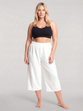 Akbeniz Plus Size Ecru Wide Leg Capri Women's White Pajama Bottoms