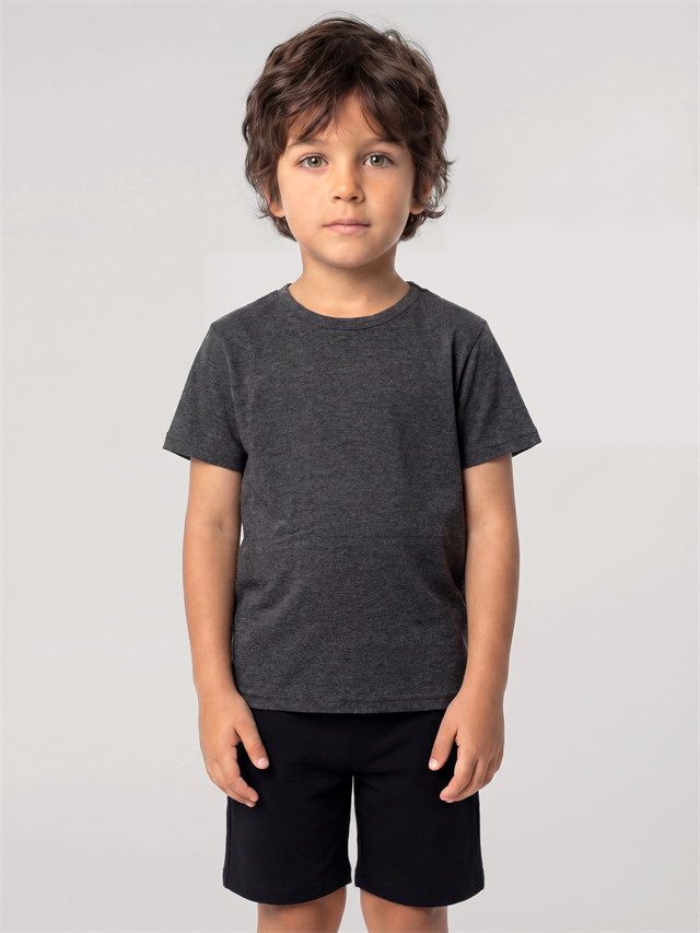 Akbeniz Erkek Çocuk Füme Basic Kısa Kollu Şortlu Pijama Takımı