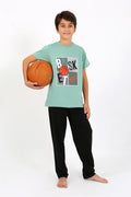 Akbeniz Boys' Short Sleeve Cotton Pajama Set 20758 Aqua Green