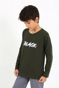 Akbeniz Boys' Long Sleeve Cotton Pajama Set 20437 Khaki