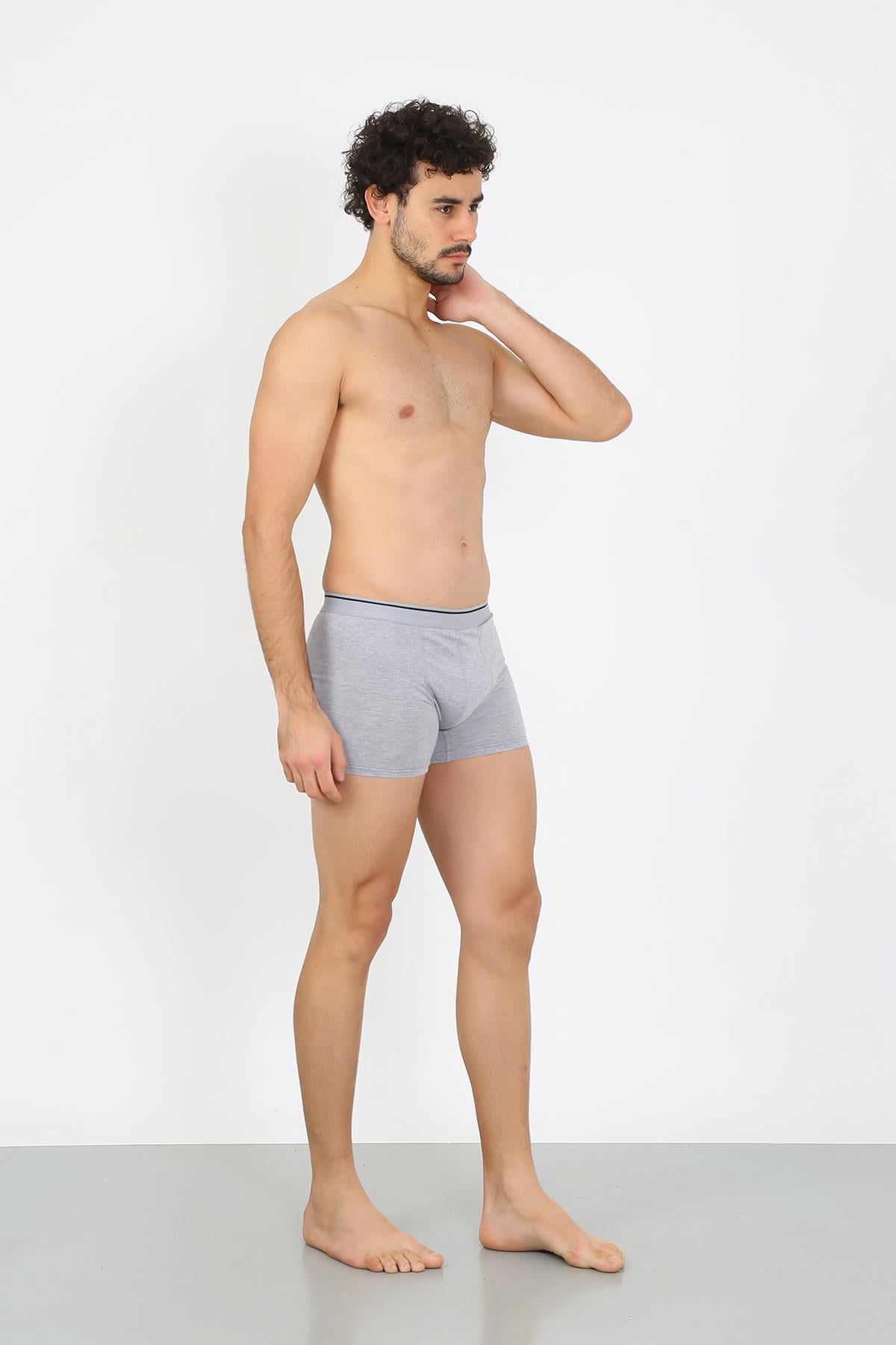 Akbeniz Erkek Pamuk Likralı Boxer Gri 40133