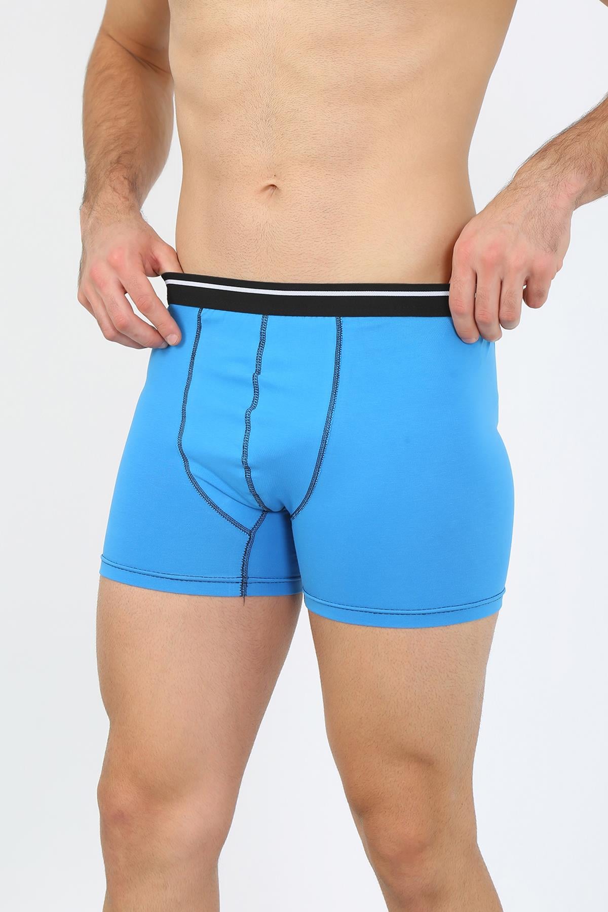 Akbeniz Erkek Pamuk Likralı Boxer Mavi 40133