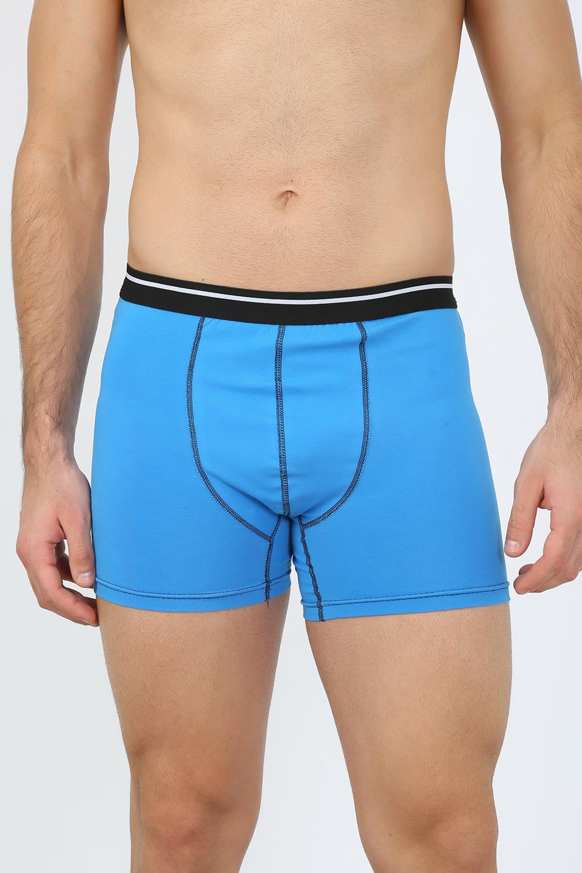 Akbeniz Erkek Pamuk Likralı Boxer Mavi 40133