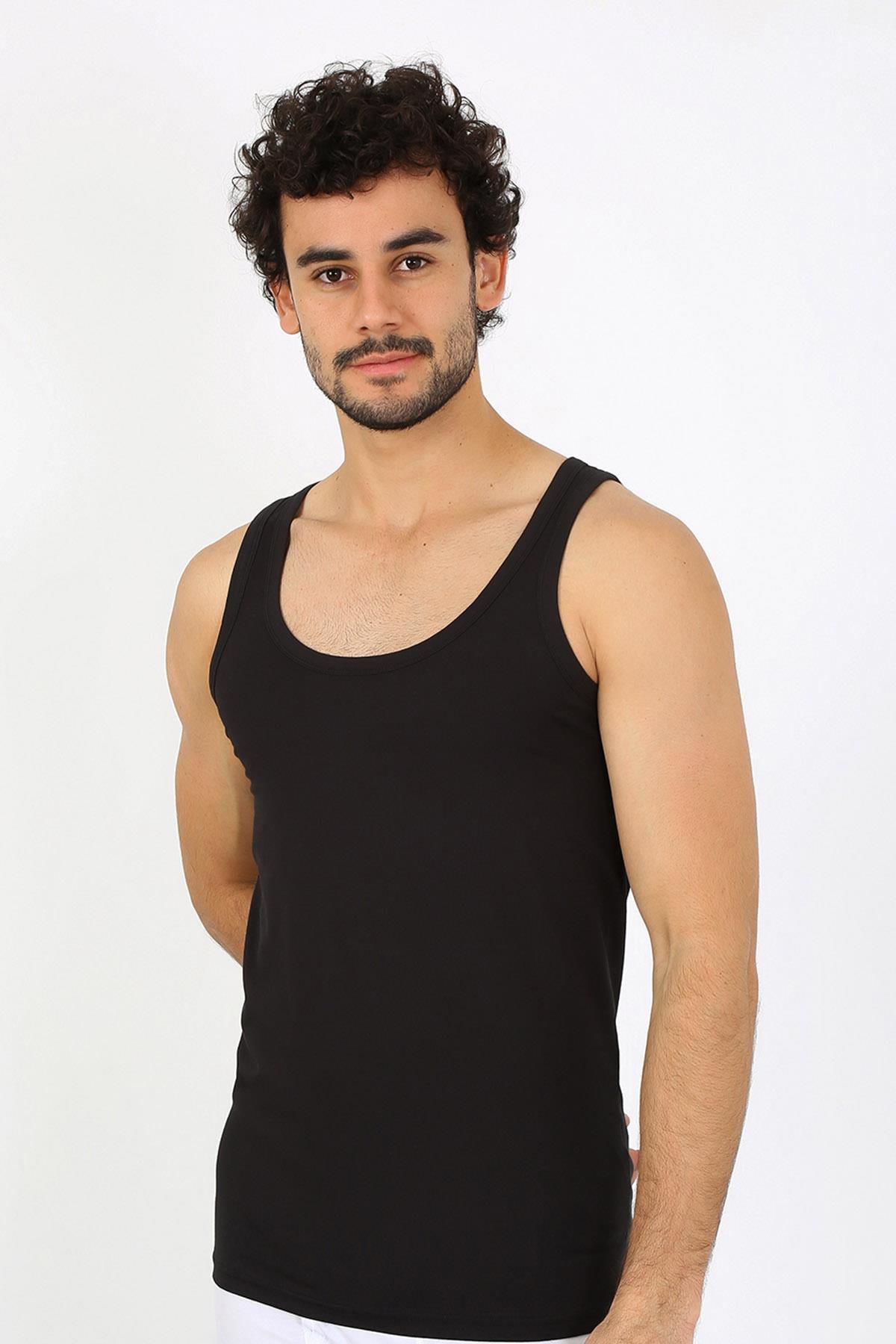 Akbeniz Erkek Penye Siyah Atlet 6566