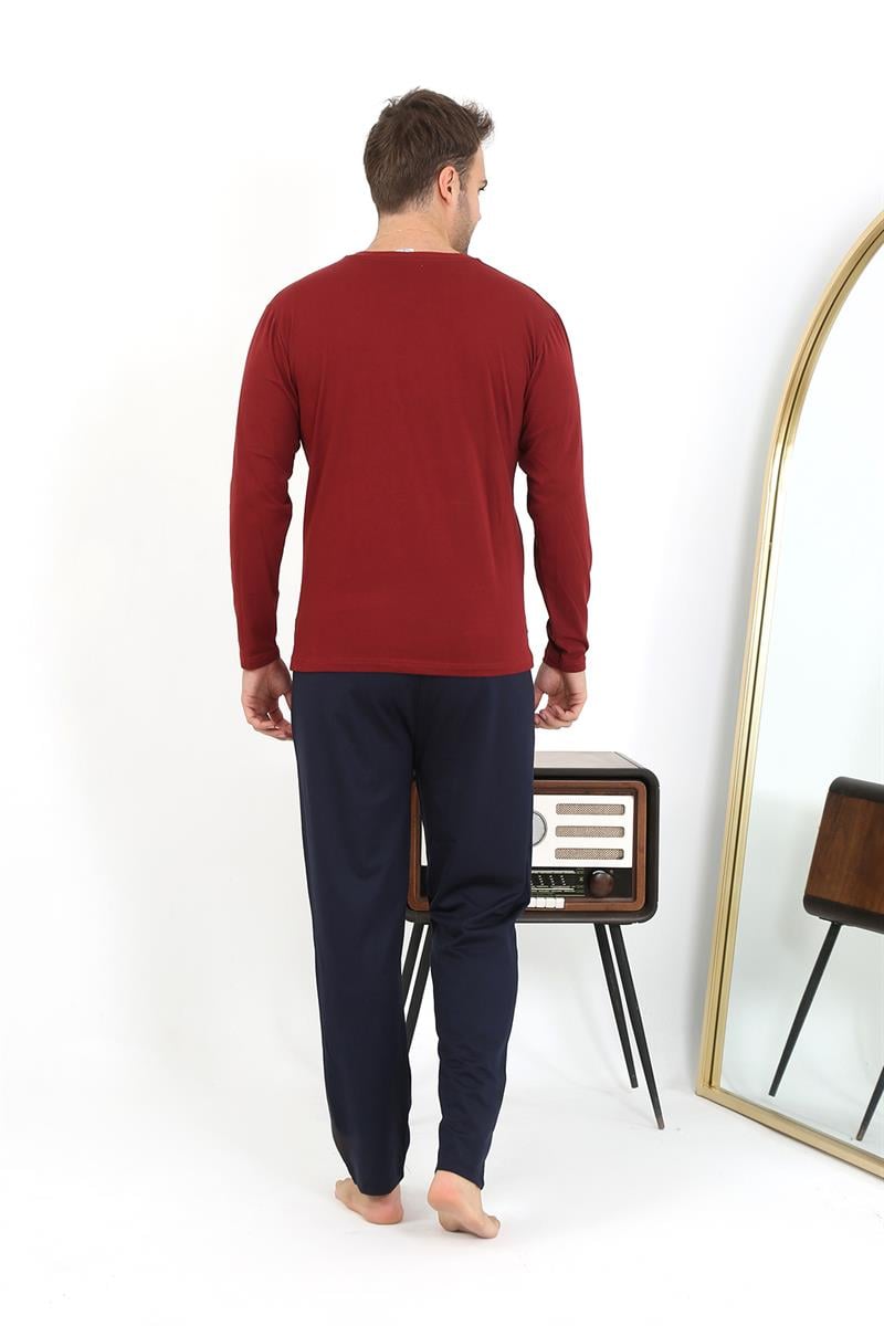 Akbeniz Erkek Uzun Kol Penye Bordo Pijama Takımı 6861