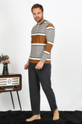 Akbeniz Men's Long Sleeve Cotton Pajama Set 6845