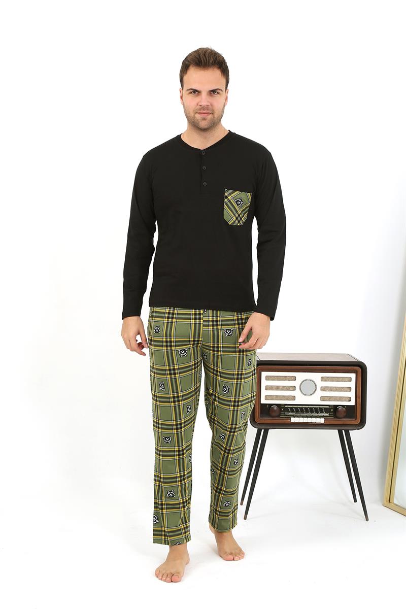 Akbeniz Erkek Uzun Kol Penye Siyah Pijama Takımı 6861