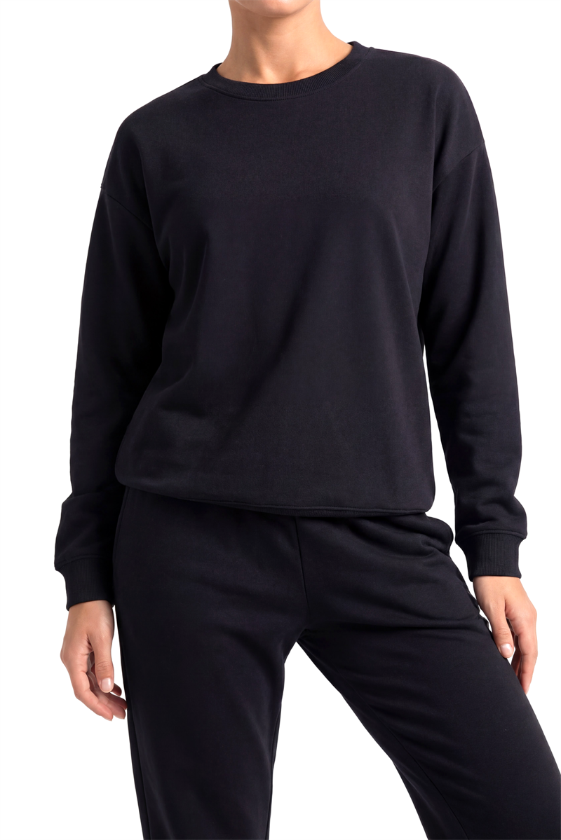Akbeniz Kadın Basic Sweatshirt Eşofman Takımı – Siyah