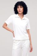 Akbeniz Kadın Beyaz Polo Yaka Pijama Takımı
