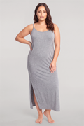 Akbeniz Women's Plus Size Spaghetti Strap Cotton Grey Long Nightgown 12100
