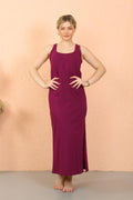 Akbeniz Women Thick Strap Slit Long Purple Nightgown 90110