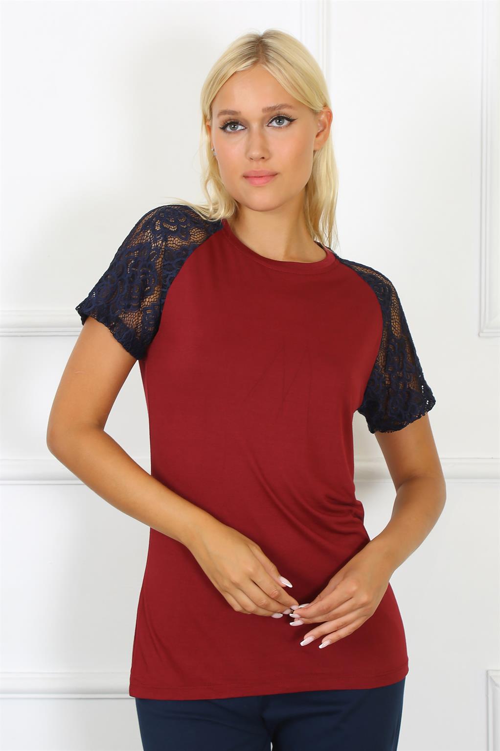 Akbeniz Kadın Kolu Dantelli Penye Pijama Takım 4149
