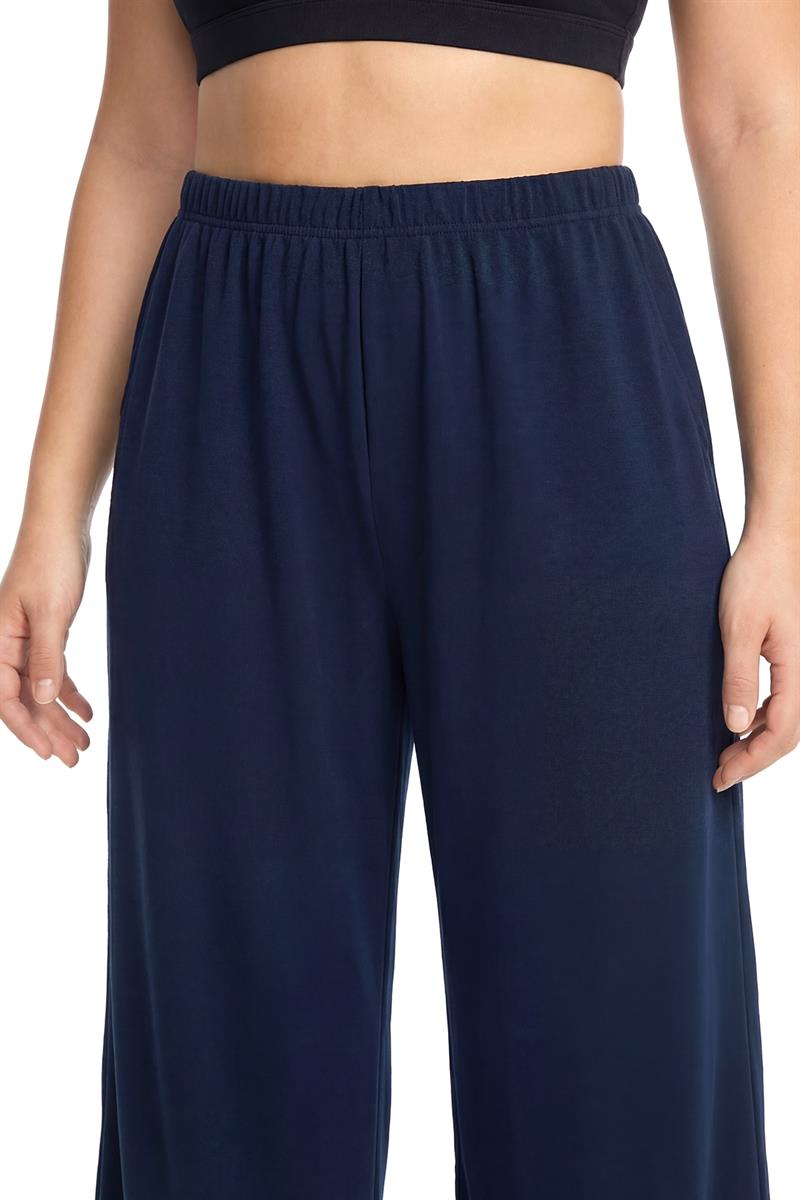Akbeniz Kadın Lacivert Dokulu Büyük Beden Cepli Pijama Altı