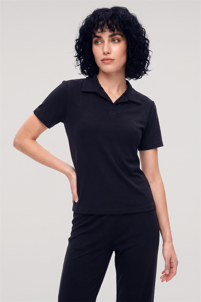 Akbeniz Kadın Lacivert Polo Yaka Pijama Takımı