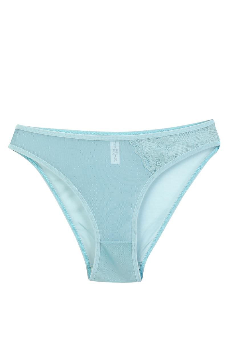 Akbeniz Kadın Mavi Dantel Detaylı Transparan 2'li Slip