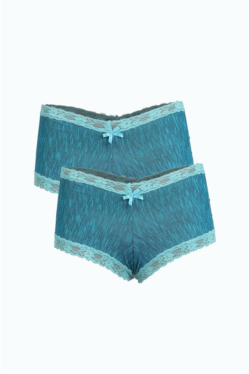 Akbeniz Kadın Pamuklu 2li Boxer Su Yeşili 40278