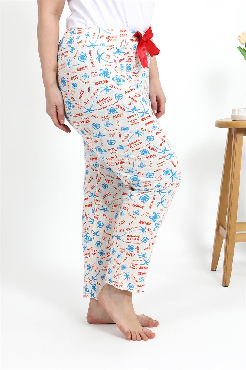 Akbeniz Kadın Pamuklu Büyük Beden Alt Pijama 27558 Ekru