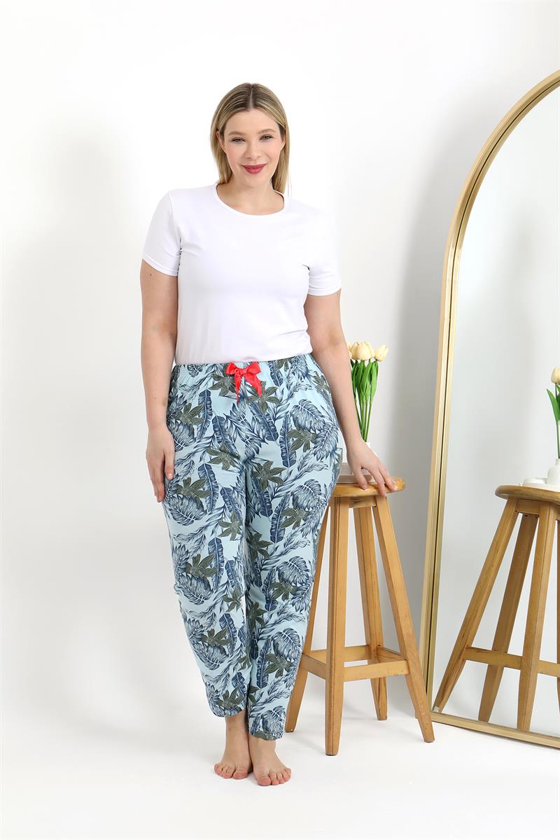 Akbeniz Kadın Pamuklu Büyük Beden Alt Pijama 27558 Mavi