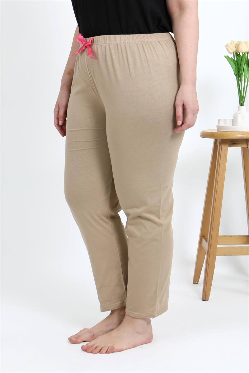 Akbeniz Kadın Pamuklu Büyük Beden Alt Pijama 27559 Bej