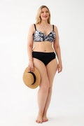 Akbeniz Women's Daisy Patterned Gray Plus Size Bikini Set