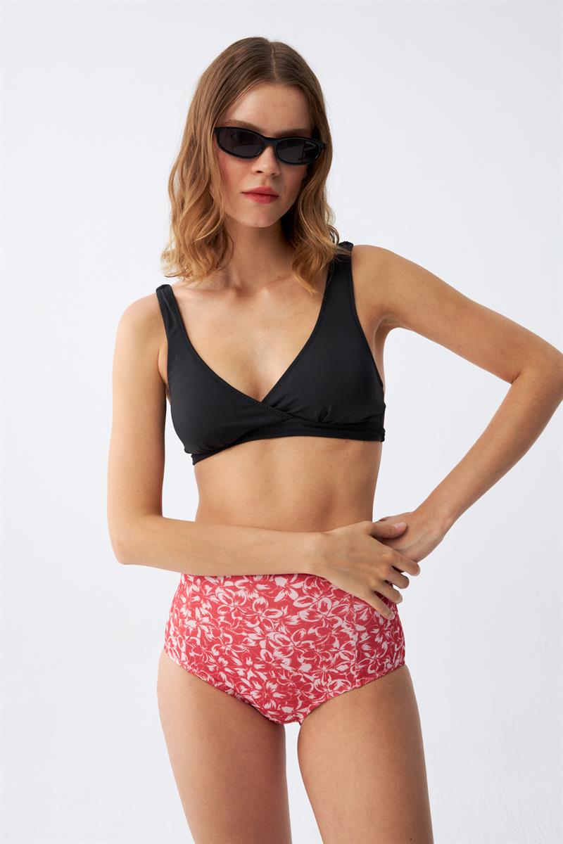 Akbeniz Kadın Pedli Yüksek Bel Bikini Takımı - Siyah