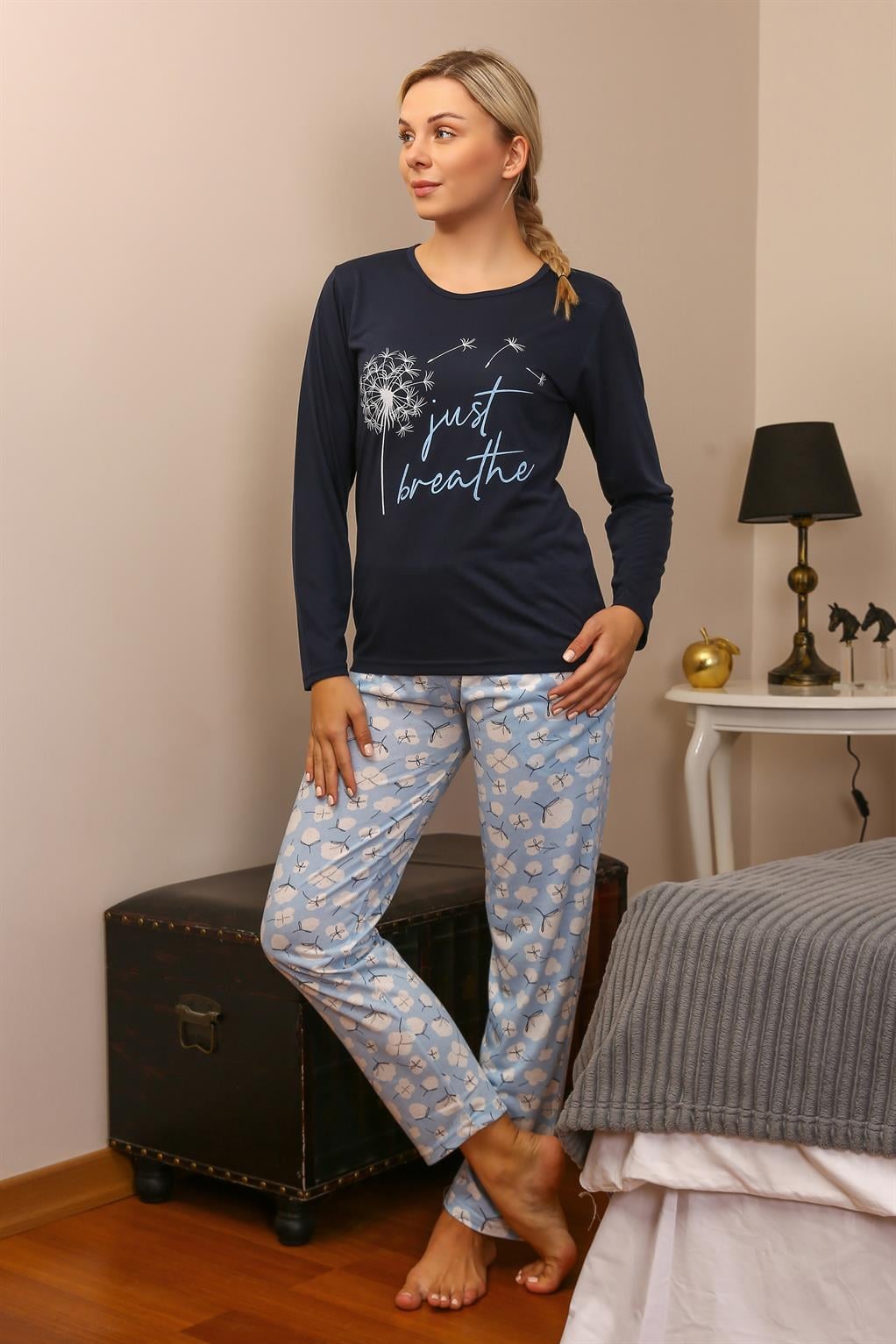 Akbeniz Kadın Penye Uzun Kol Pijama Takım 4189