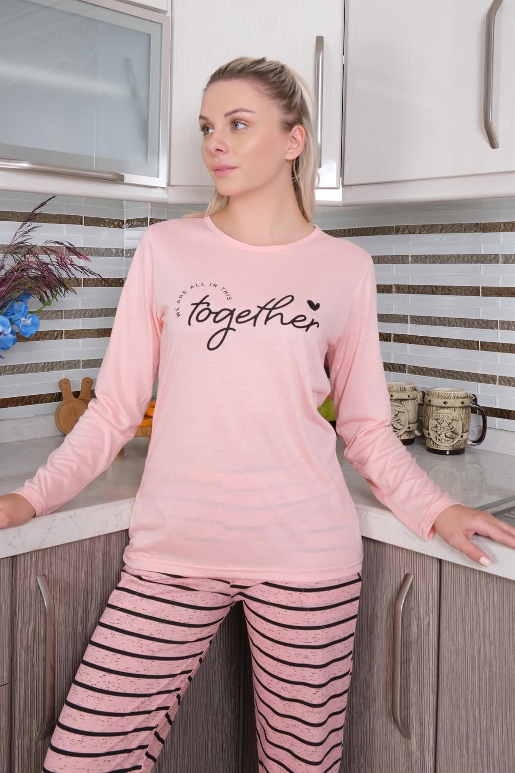 Akbeniz Kadın Penye Uzun Kol Pijama Takım 4190