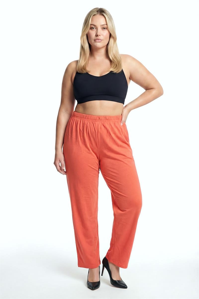 Akbeniz Kadın Turuncu Büyük Beden Cepli Pijama Altı