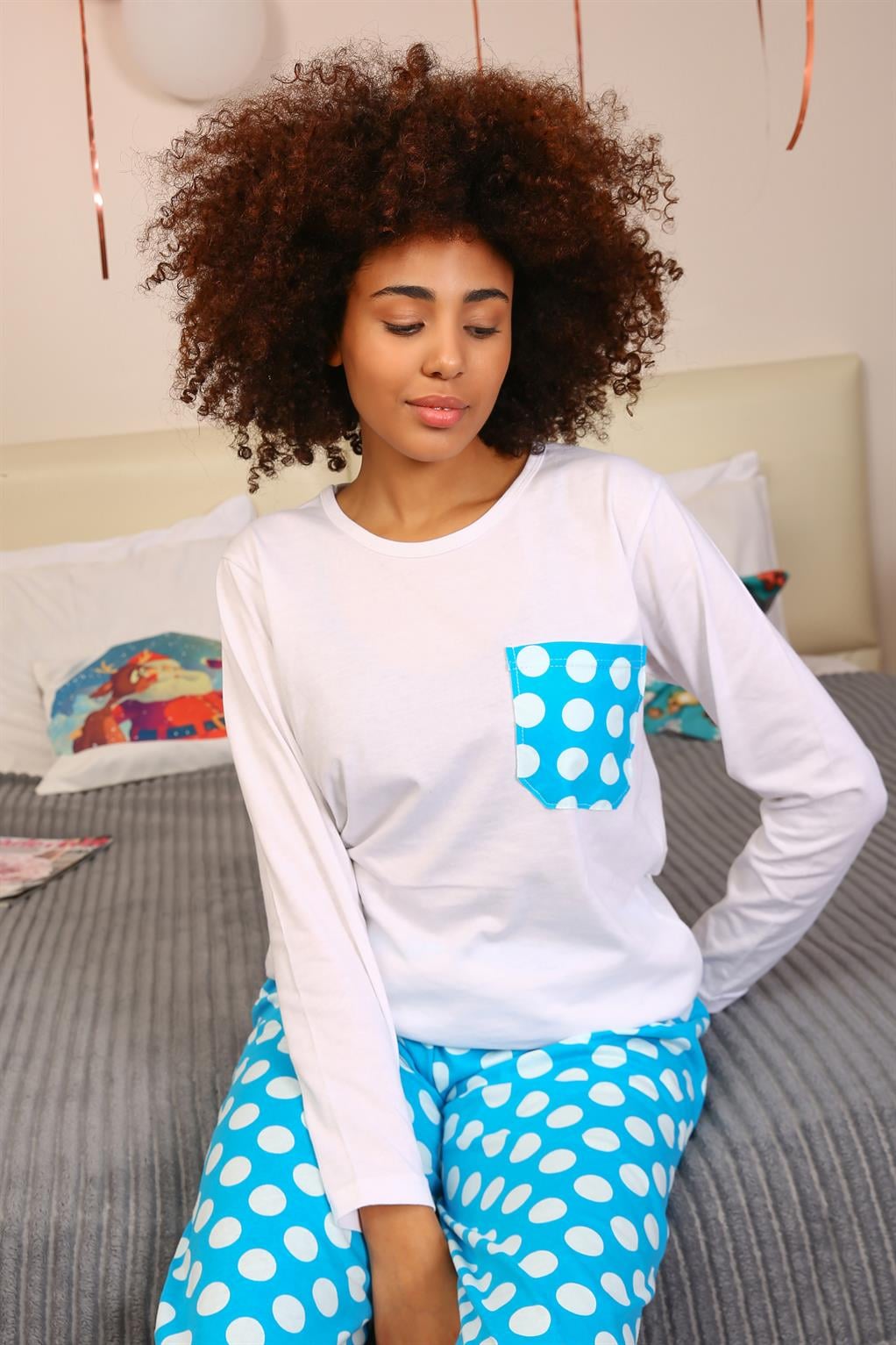 Akbeniz Kadın Uzun Kol Penye Pijama Takım 4197
