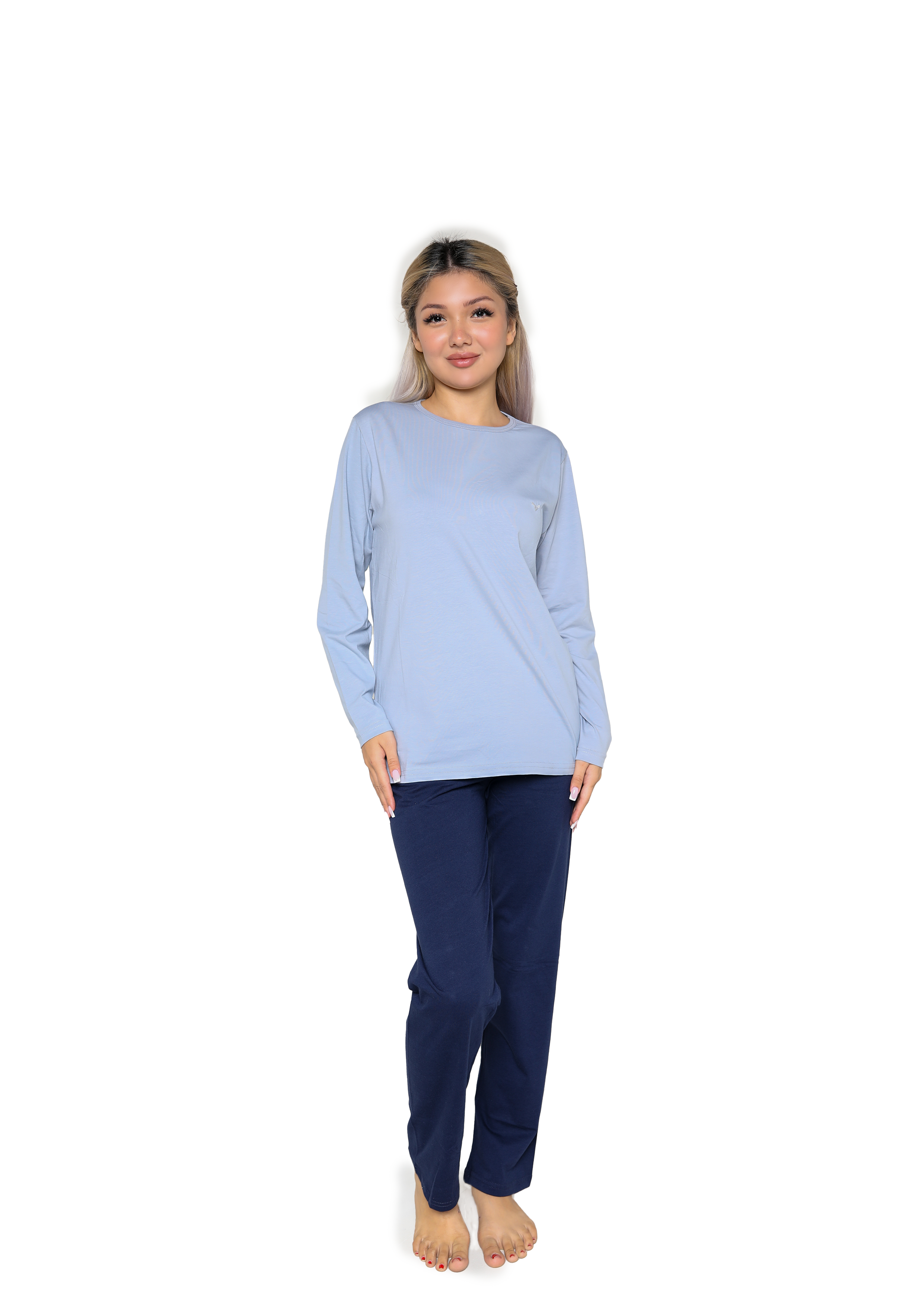 Akbeniz Kadın Uzun Kol Penye Pijama Takımı Lila 41110