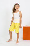Akbeniz Girls' White Cotton Spaghetti Strap Shorts Pajama Set 20430